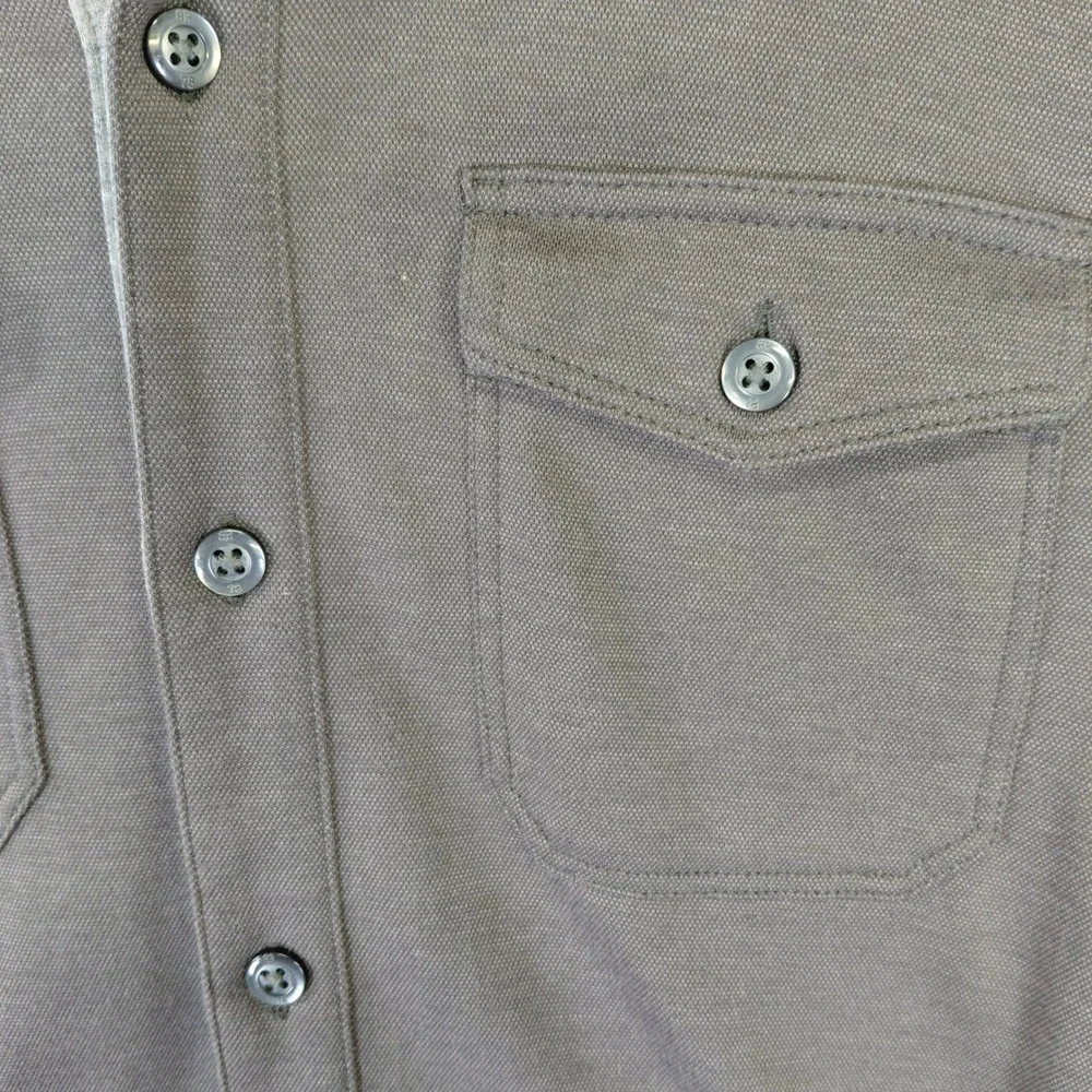 Banana Republic Luxury Touch Mens Small Gray Long Sleeve Button Down Shirt Pique
